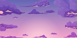 紫色小清新唯美云彩晚霞天空展板背景